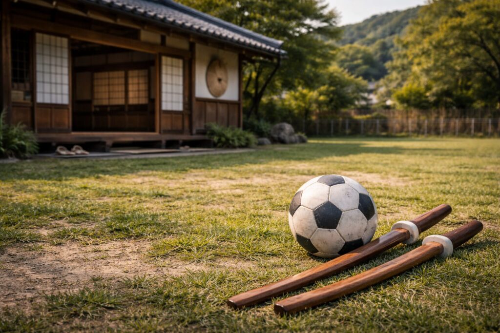 古武術の体重移動を応用したサッカー動作