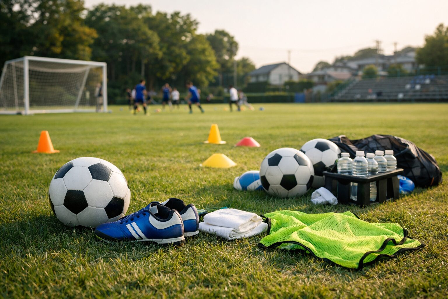 サッカー試合前のピッチアップ風景