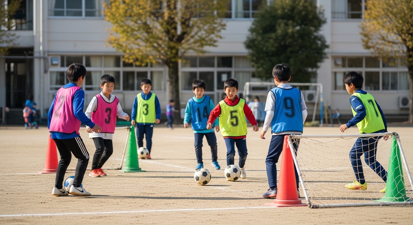 日本人男性がパス後に動く基本練習
