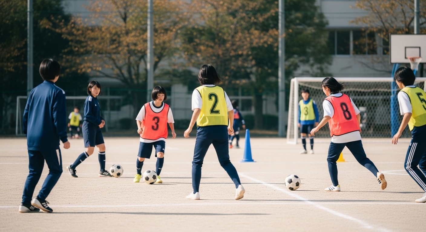 少女サッカーが基礎を大切に練習する様子