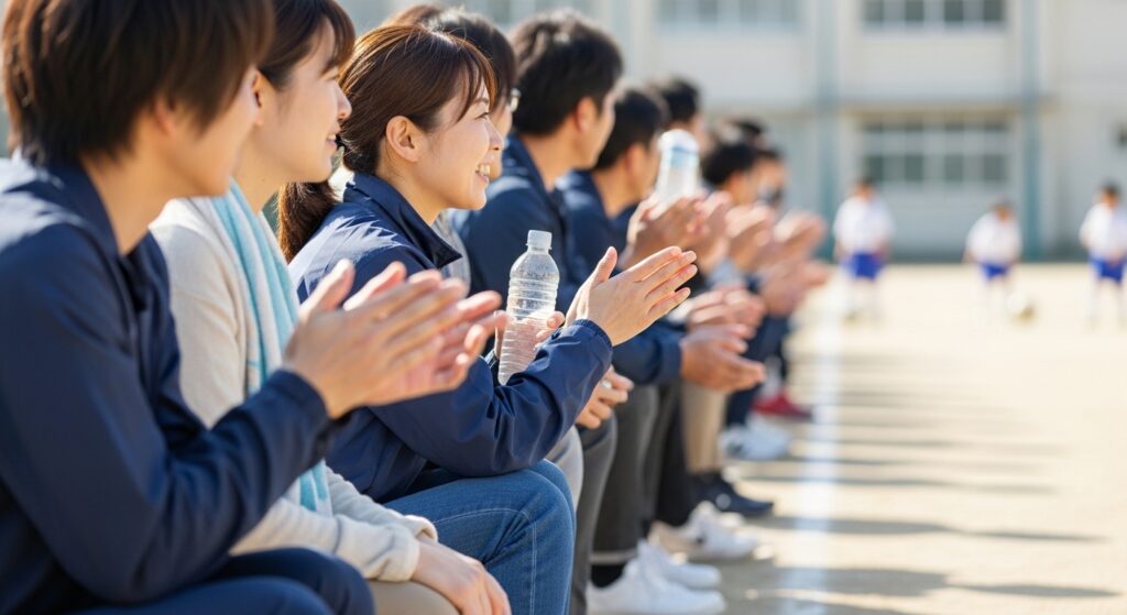 サッカー練習メニューを確認するサッカー少年少女の両親