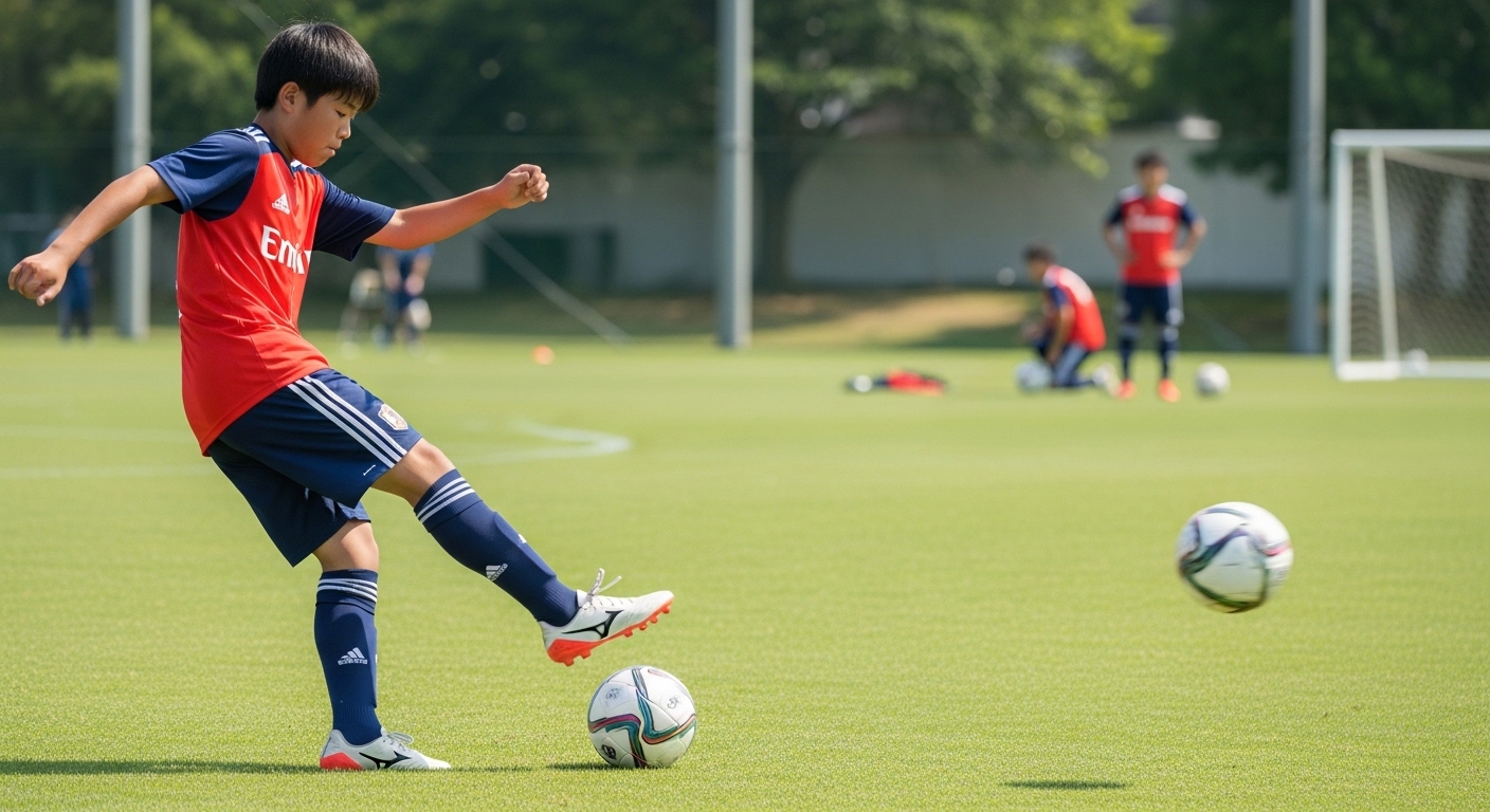 日本人男性がベルトで練習する様子