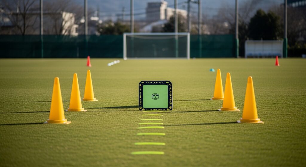 高校から始めるサッカー練習の様子