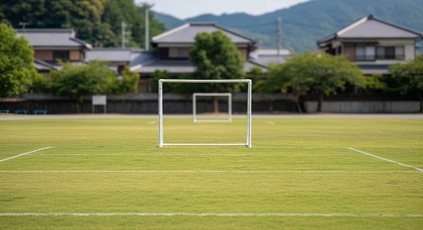 小学生サッカーの目標を書いたノートとボール