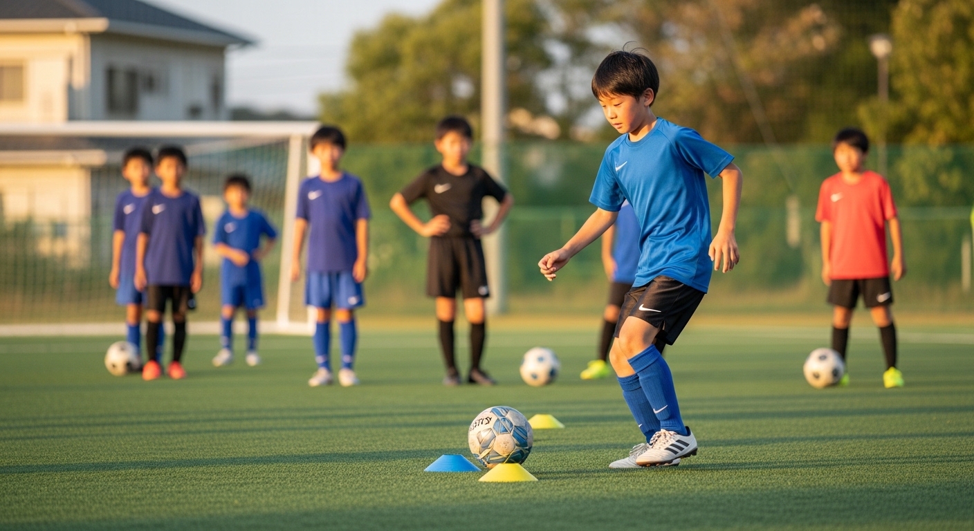 サッカー少年が示すオフサイド判定の基本