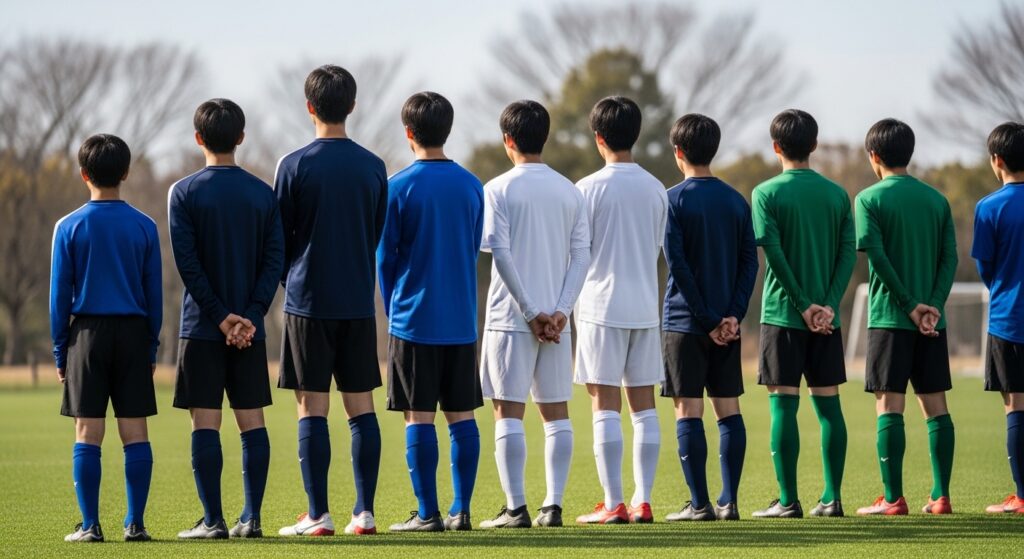 ラダーサッカートレーニングで敏捷性を高める小中学生が基礎ステップを繰り返している練習風景