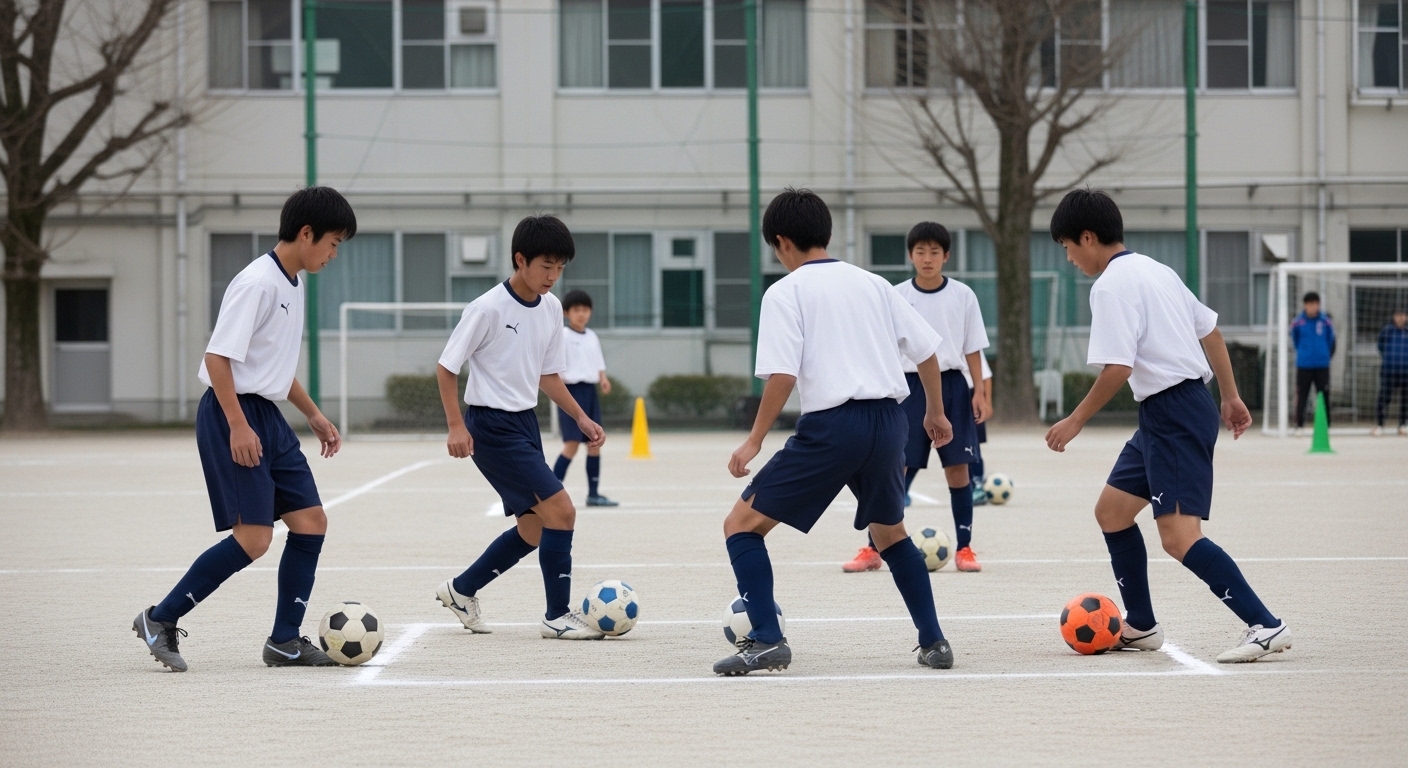 日本人男性がサッカーで反応が遅れる場面