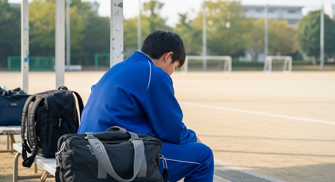 日本人男性が海外サッカー留学で悩む様子