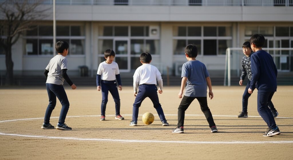 日本人男性がGK用具で練習準備
