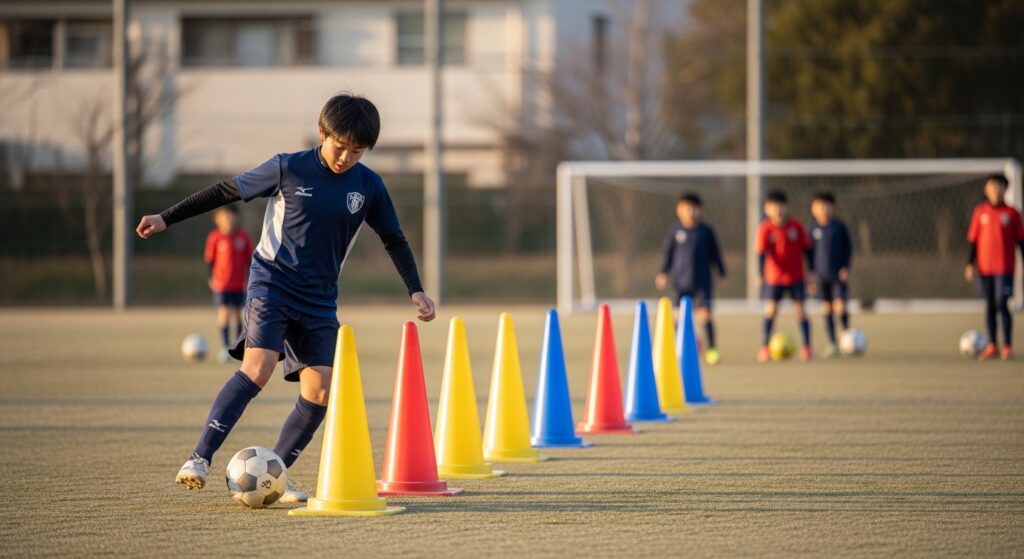日本人男性が空気入れを使う様子