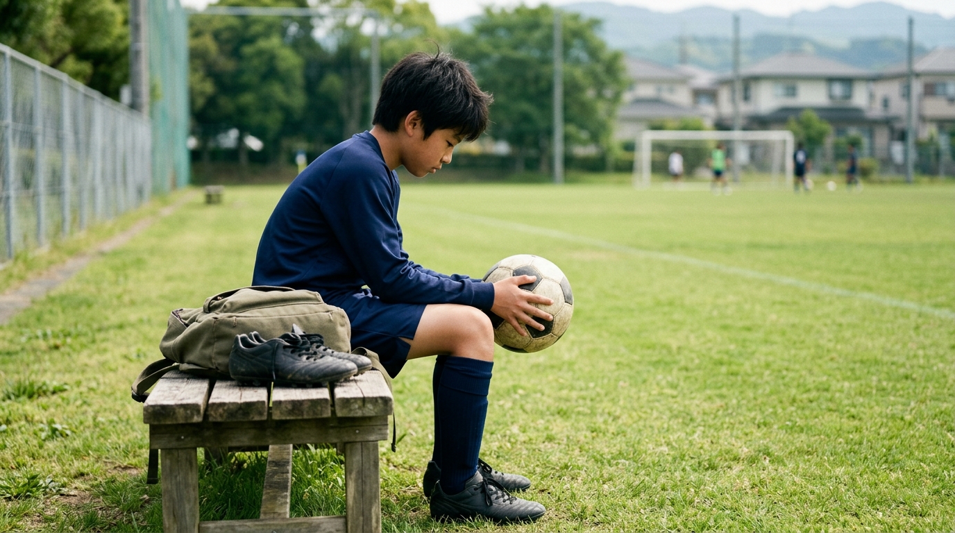 青森山田サッカー部に入るには何が必要かを考えながら、グラウンドで練習に励む男子選手を表現したイメージ画像