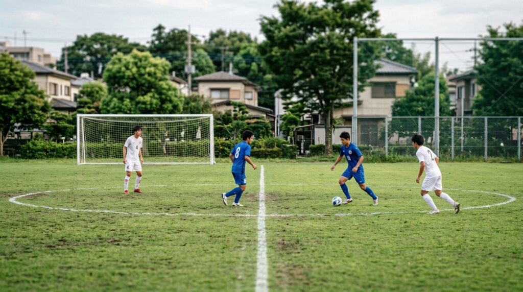 少年少女サッカーで基本戦術やチームプレーを表すイメージ画像