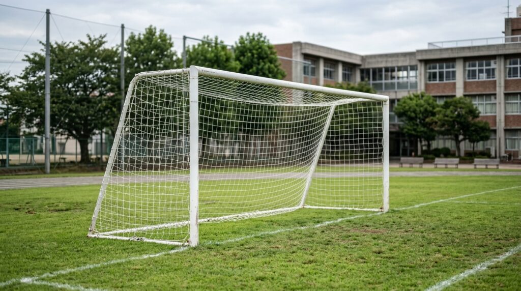 小学生ペナルティエリアのサイズや8人制ルールをイメージできるサッカーゴールの画像