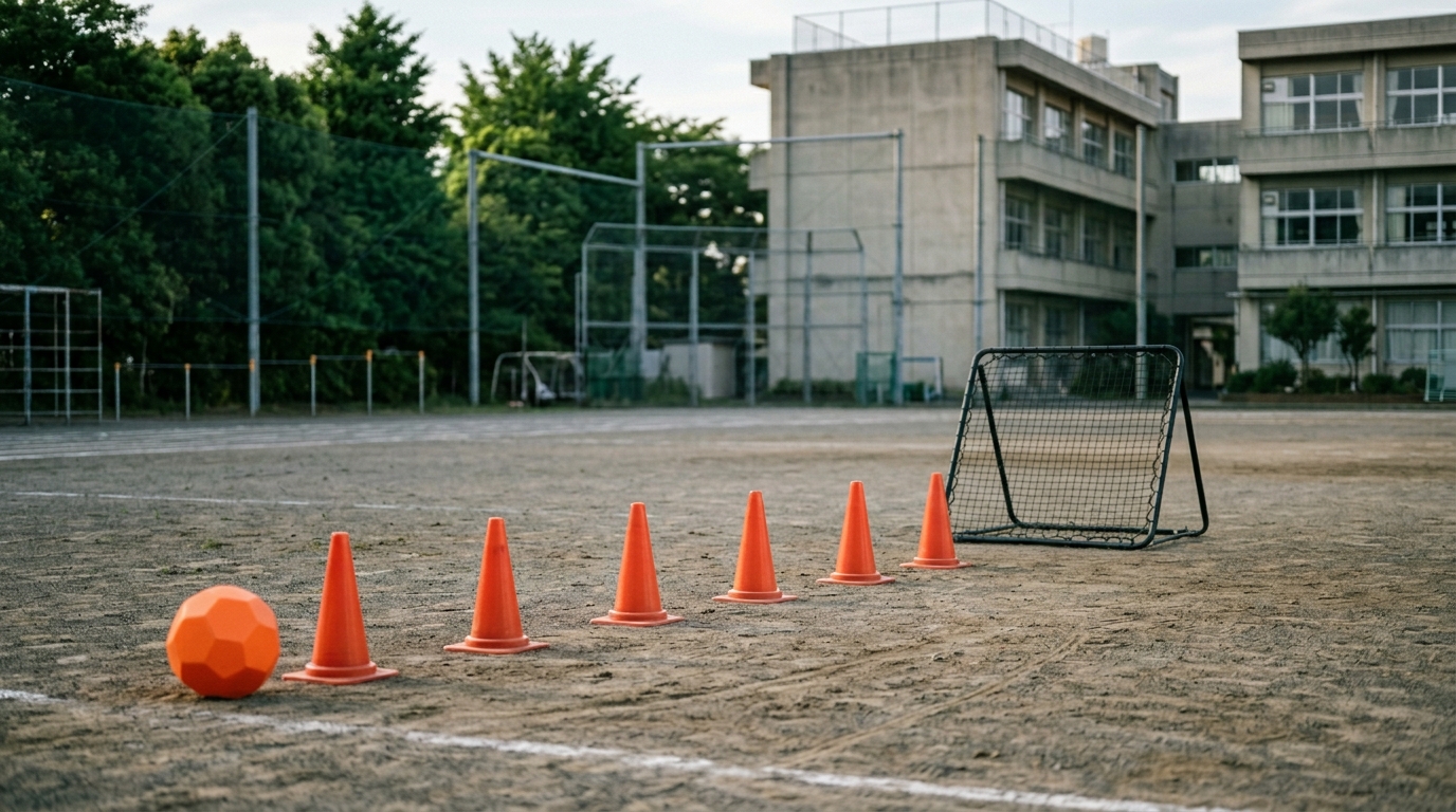 ビデオカメラ 自動追尾 サッカーの撮影環境や試合記録の工夫をイメージしたグラウンド風景