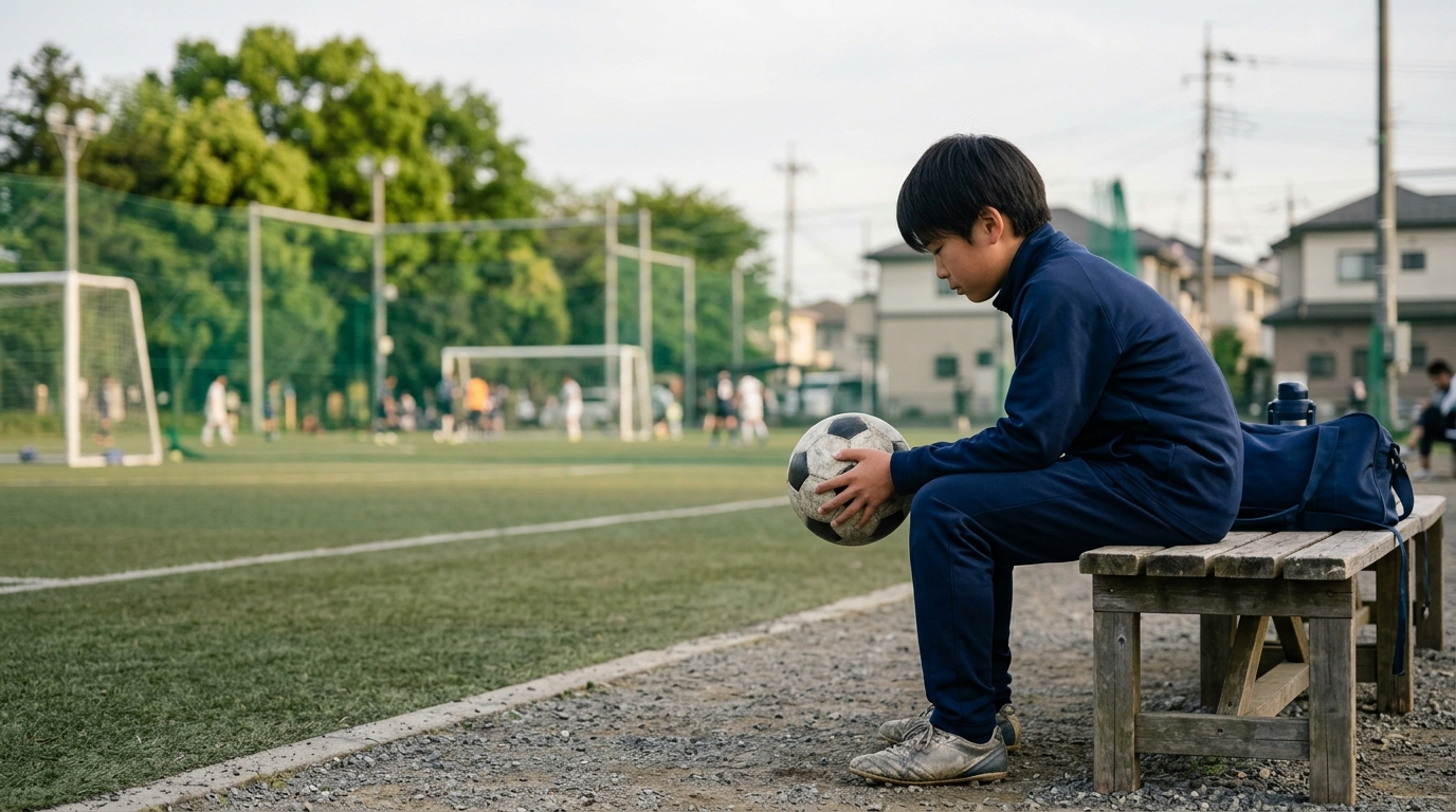 マリノスプライマリーの合格率は厳しいと感じながらも、挑戦へ向けて話し合う少年選手のイメージ画像