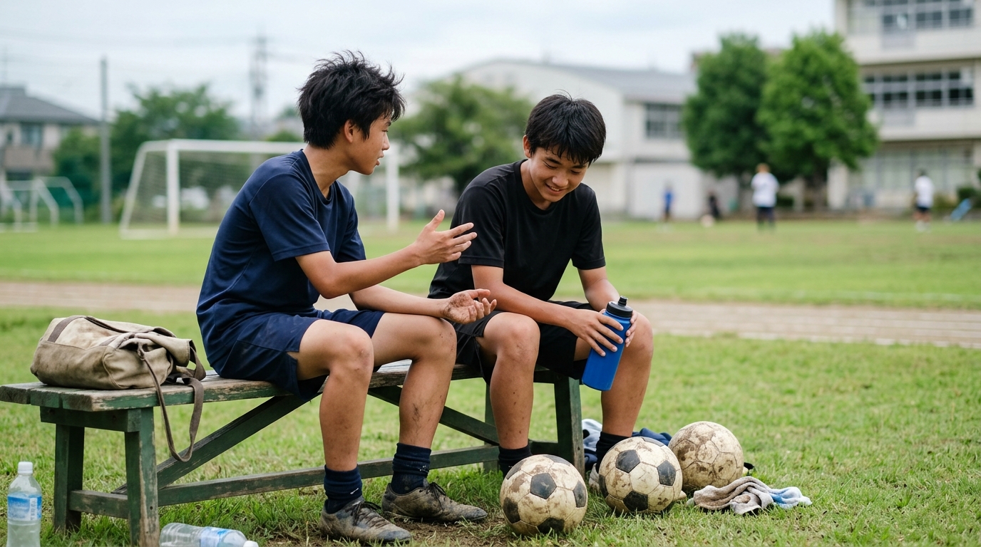 高校サッカー練習会で声がかかる選手の条件を意識し、準備を整える少年選手のイメージ画像