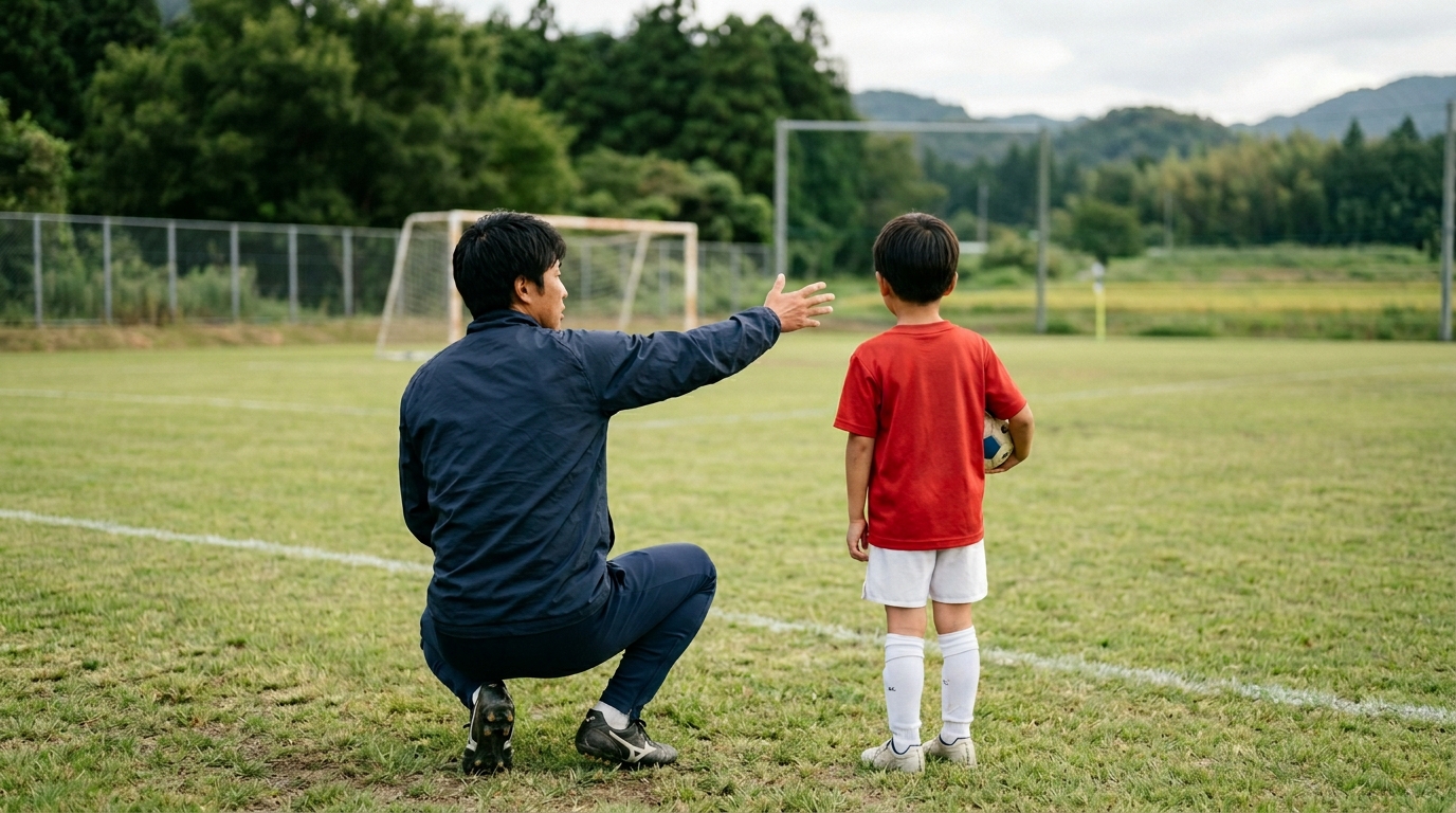 ポゼッションサッカーは時代遅れなのかを考えながら、パス回しを練習する少年選手のイメージ画像
