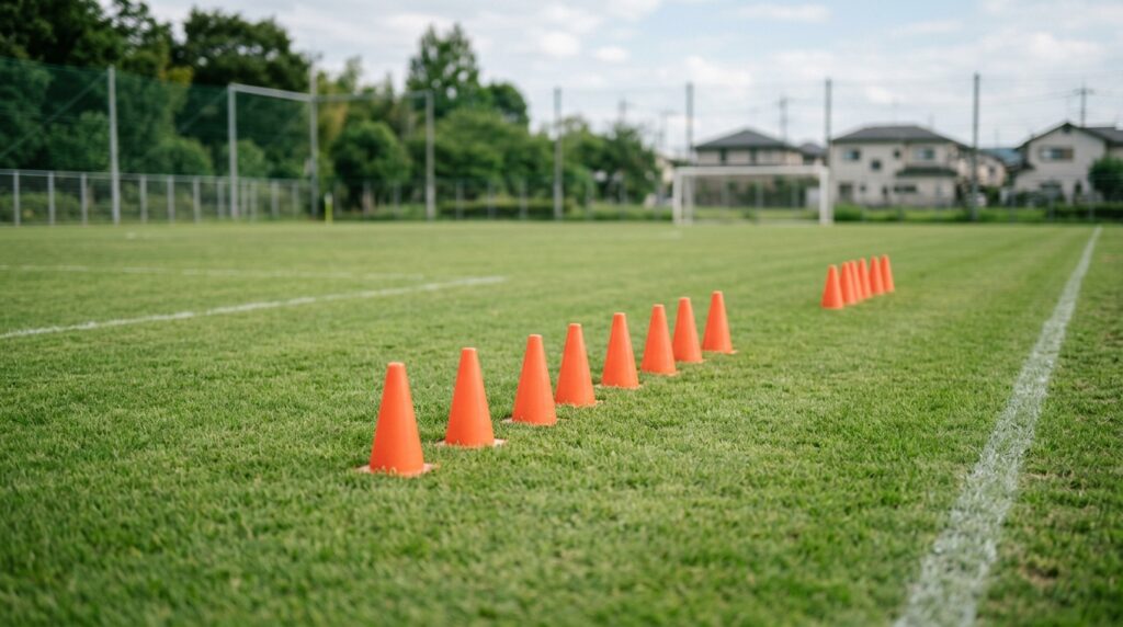 少年少女サッカーでオフサイドルール理解や試合準備を表すイメージ画像
