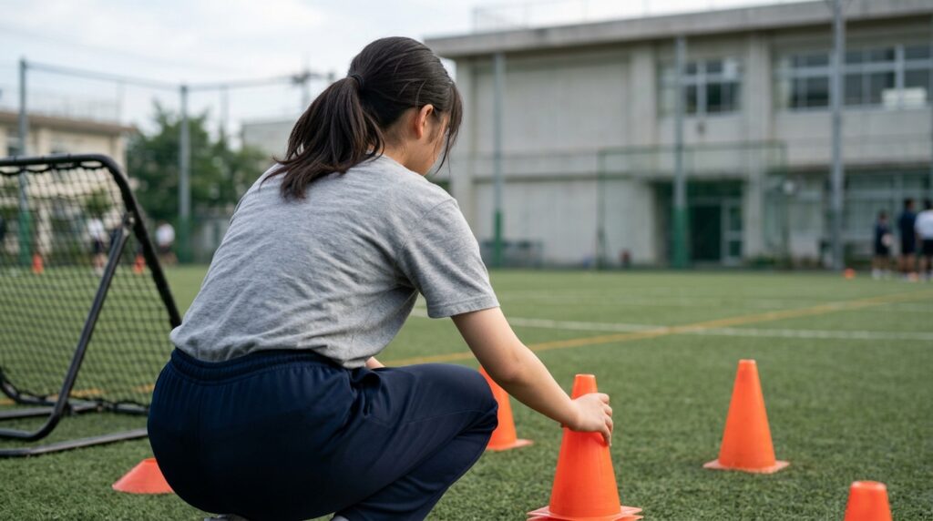 少年少女サッカーでソックスバンド選びや足元の準備を表すイメージ画像