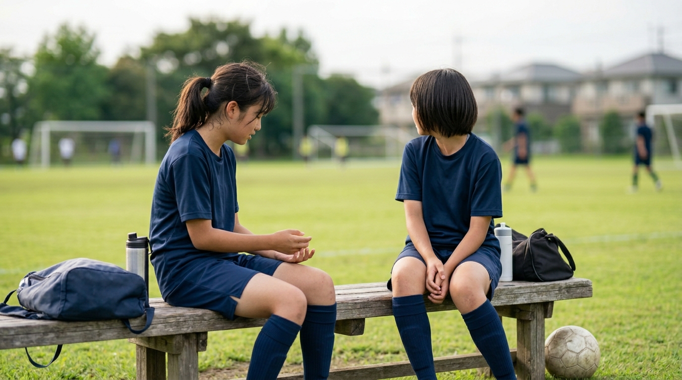 ボランチになる子の特徴を学び、状況判断を考えながら動く少女選手のイメージ画像