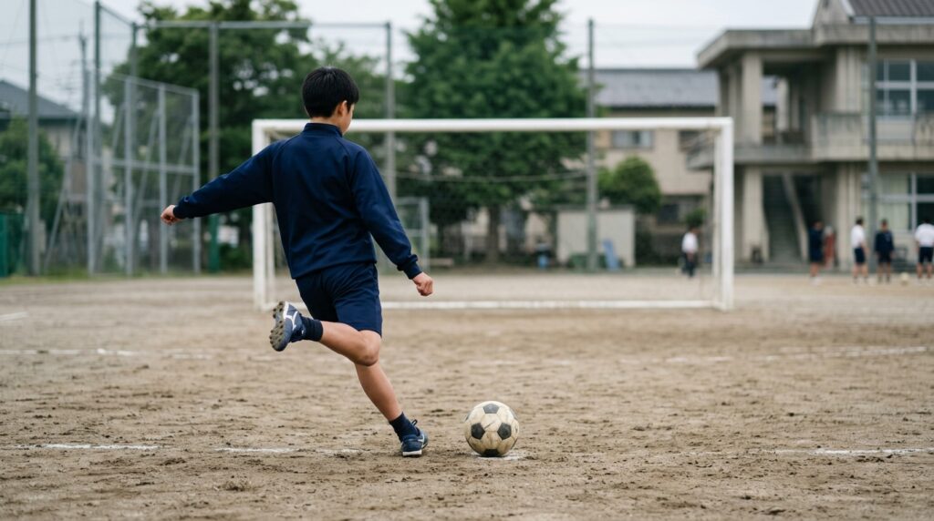少年少女サッカーでパス練習や種類ごとの使い分けを表すイメージ画像