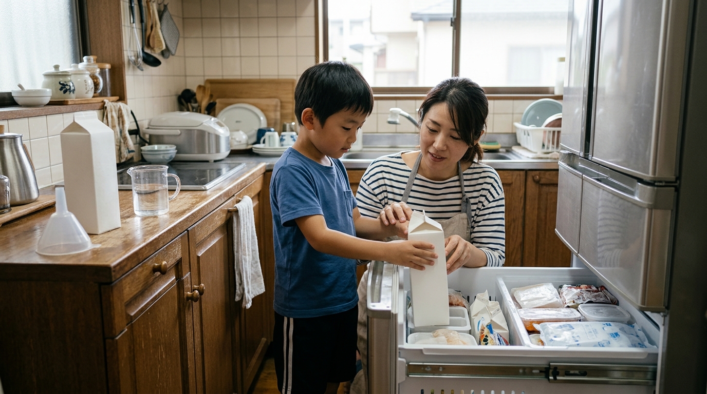 牛乳パック氷の作り方を活用し、夏の試合に向けて保冷準備を進める少女選手のイメージ画像