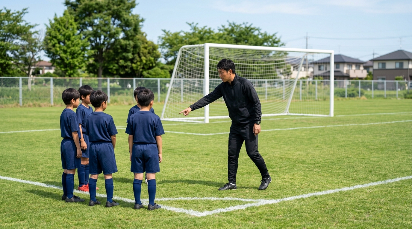 小学生サッカーのペナルティエリアと8人制ルールのイメージ
