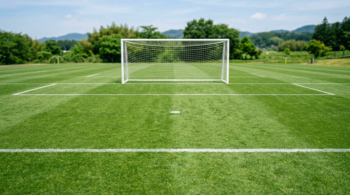 小学生ペナルティエリアや8人制サッカーのサイズ・ルールを理解するためのサッカーコートを表すイメージ画像