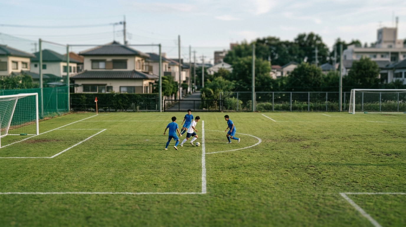 プルプッシュとは何かを学びながら、細かなボールタッチを練習する少年選手のイメージ画像