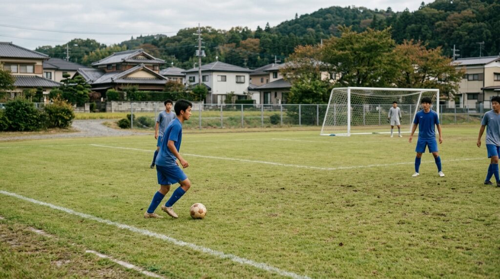 少年少女サッカーでスクリーンプレーやボールキープを表すイメージ画像