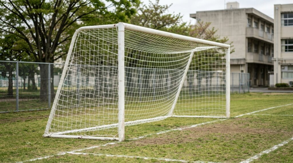 少年少女サッカーでオフサイド判定や守備位置の確認を表すイメージ画像