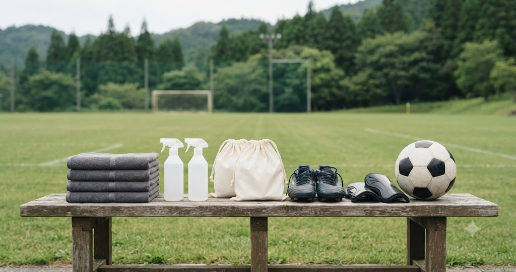 サッカー用品のケア方法を表すイメージ画像
