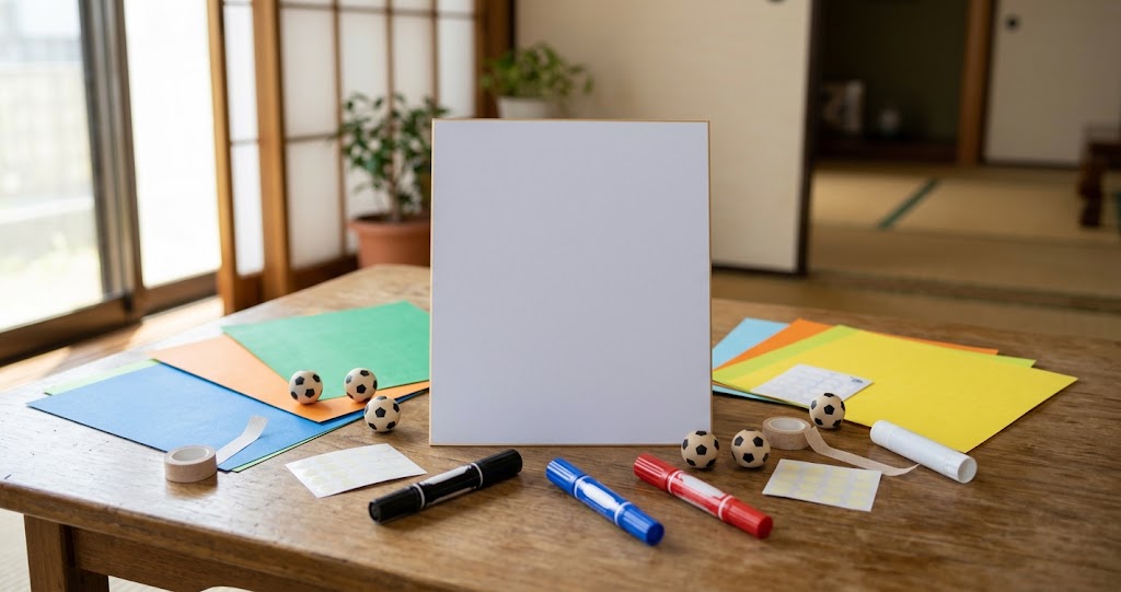 100均で作るサッカー色紙を表すイメージ画像