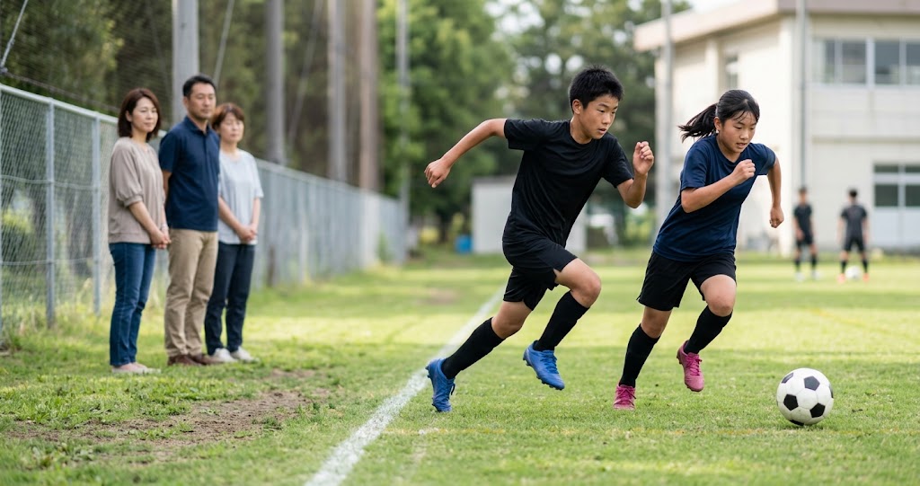 試合中に素早く走る動きを表すイメージ画像