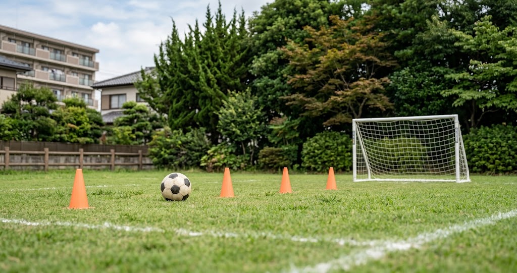 サッカーに取り組む子を支える場面を表すイメージ画像